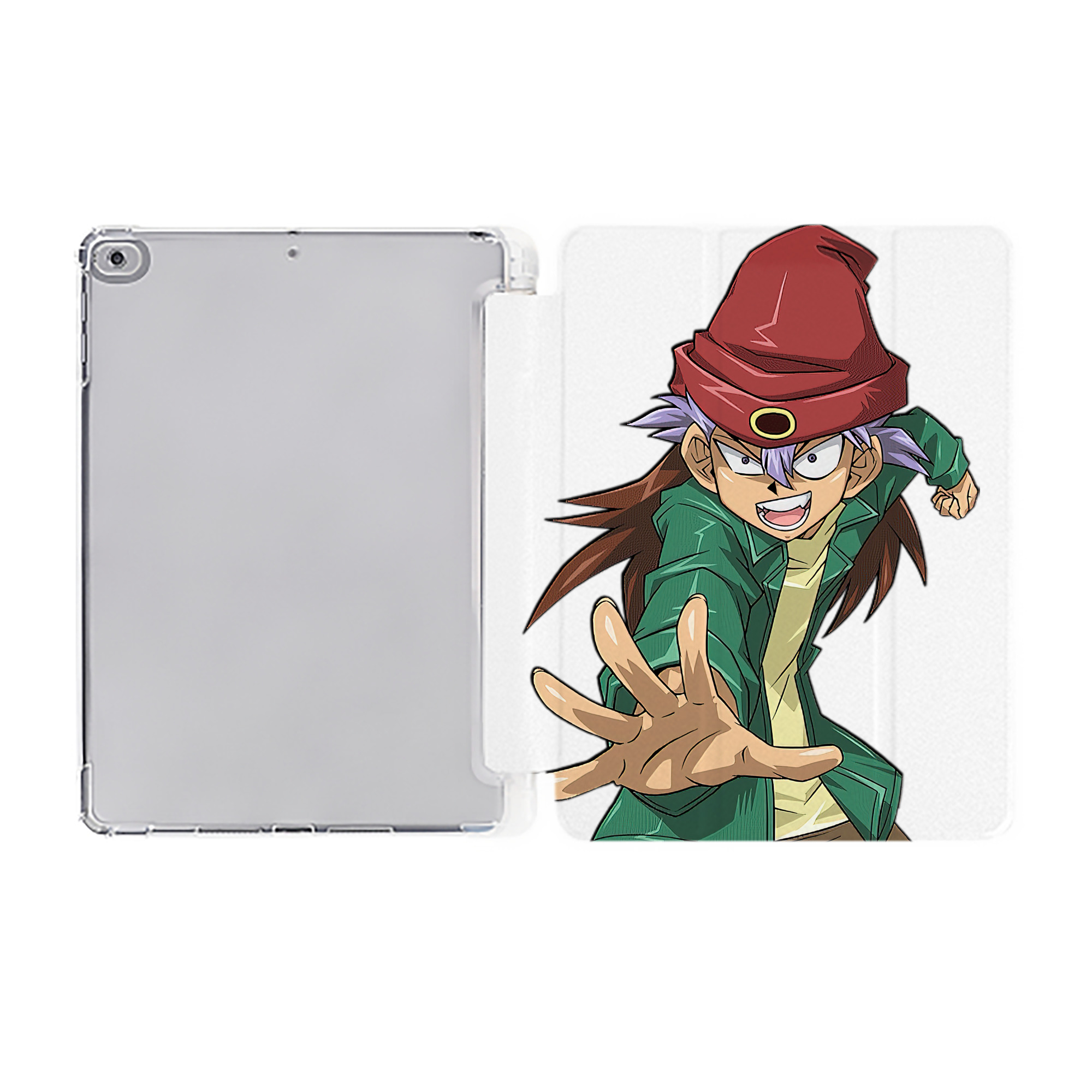（画像用） 遊☆戯☆王 Yu-Gi-Oh! IPad ケース ペン収納付き 三つ折りスタンド PUレザー×シリコン 対応機種9.5/10.5/10.9インチ